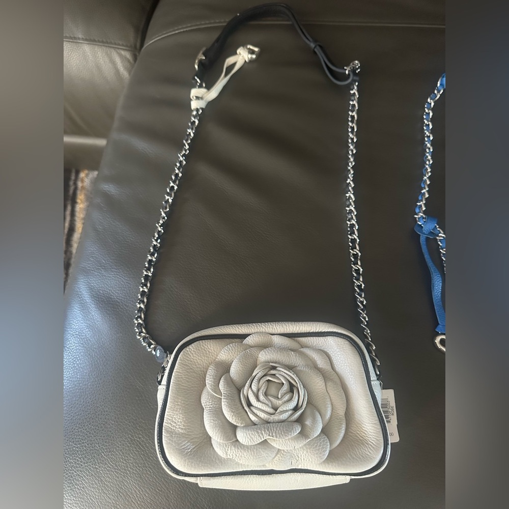 Brighton White Crossbody Bag with Floral Detail